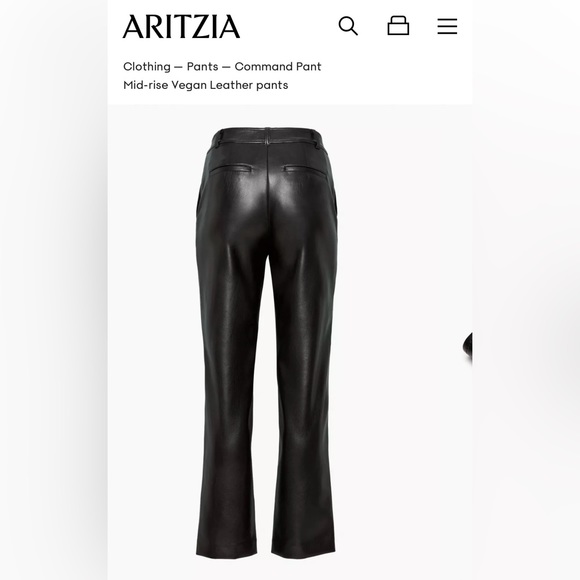 Aritzia Babaton Command Command Pant vegan leather Black size 4 short - Picture 3 of 7